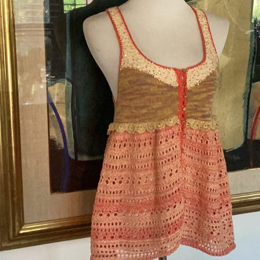 Free People crochet and knit camisole with sequins